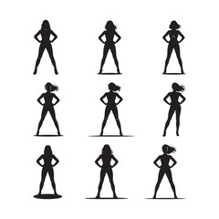 Black Color Women Empowerment Concept Bold Female Silhouette Vector Illustration, Solid White Background.