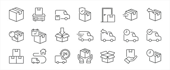 Delivery icons vector set in line style