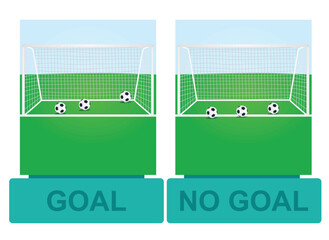 Soccer rule of goal or no goal. vector