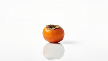 Persimmon fruit displayed against a white backdrop, suitable for nutritional information and ingredient highlight