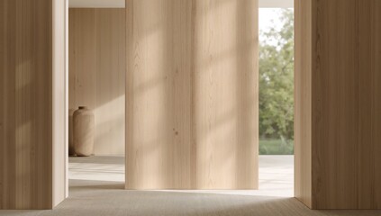 Heated beech veneer with delicate wood grain and smooth natural lines, designed for UI backdrop or editorial header, Earth Day