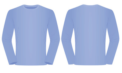 Long sleeve blue t shirt. vector illustration