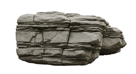 Stacked Stratified Rock Formations on Black Background