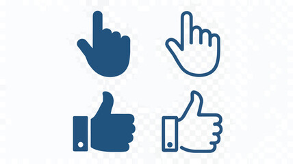 Obraz premium Thumbs up icons in blue color on transparent background with simple design for social media