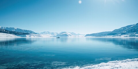 Frozen lake during winter with icy surface and snow-covered banks, highlighting seasonal erosion concerns