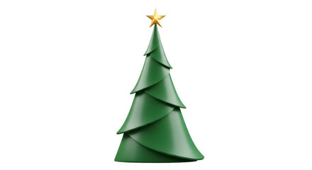 Obraz premium Stylized green Christmas tree with a gold star on a black background