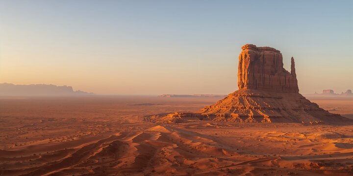Sandstone elephant-shaped rock formation in desert landscape, erosion risk and natural preservation, Earth Day