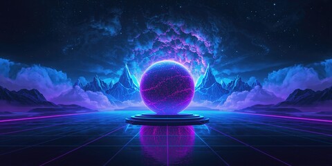 Cyberpunk virtual reality landscape with neon-lit cityscape, immersive digital environments for futuristic experiences