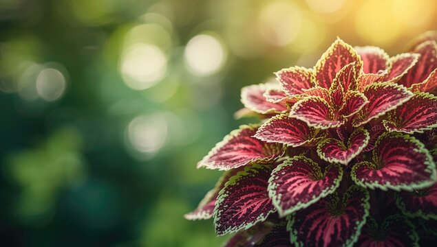 Decorative coleus foliage in a home garden setting, highlighting ornamental plant use in landscaping