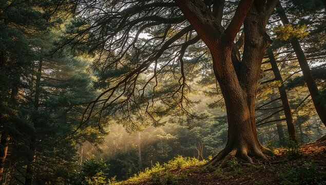 Dark and green woods featuring tall Deodar trees, ideal for environmental conservation