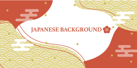 和風のバナー　日本風の背景デザイン　イラスト　文様