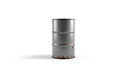 Grey chemical barrel or drum with potential fire hazard, suitable for safety training scenarios