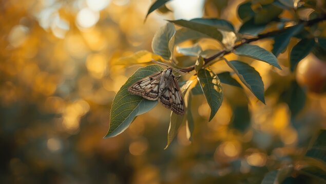 Lepidopteran codling moth, a common orchard pest threatening fruit crops, highlighting crop protection