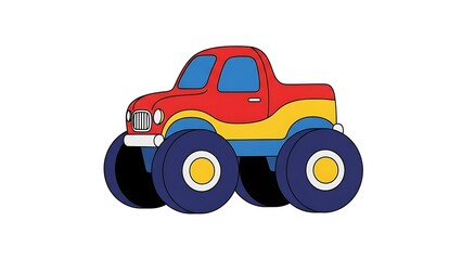 Colorful Cartoon Monster Truck with Big Wheels.