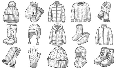 HandDrawn Winter Clothing Essentials
