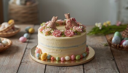 Easter dessert featuring vibrant decorations and sugary toppings, holiday observance