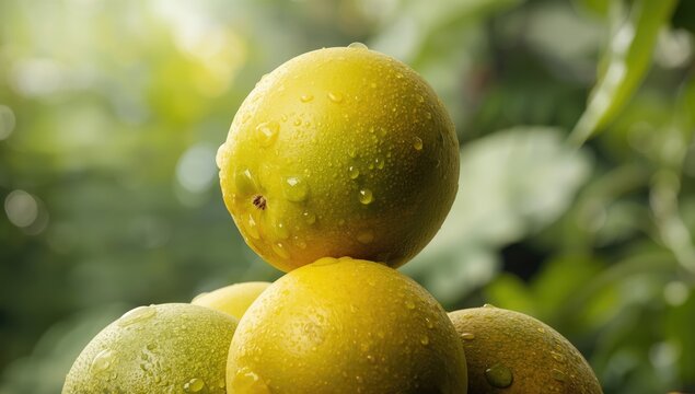 Green cantaloupe and Blewah arranged as a fruit display for Ramadan celebrations in Indonesia