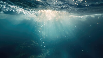 Abstract underwater scene with bokeh lights and a seascape motif, used for visual interface design
