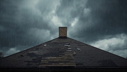 Tornado strikes causing roof and shingles destruction, emphasizing storm safety