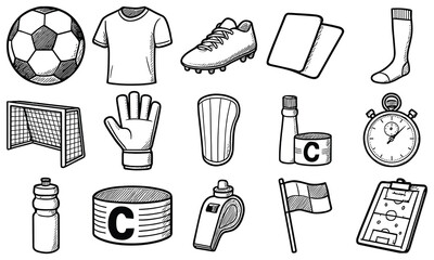 HandDrawn Soccer Match Gear Icons