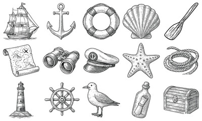 Vintage HandDrawn Nautical Sea Adventure