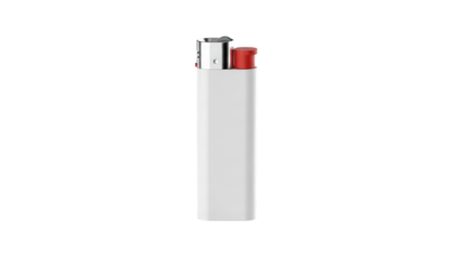 Plain white lighter isolated on transparent background, suitable for smoking accessories, fire and ignition concepts, product mockups, minimal object design, and lifestyle visuals.