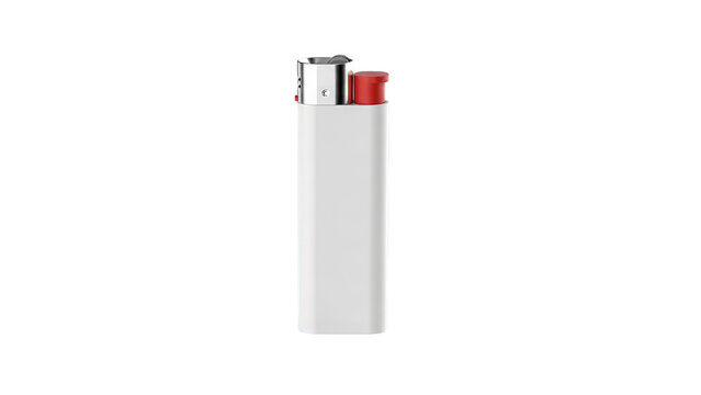 Plain white lighter isolated on transparent background, suitable for smoking accessories, fire and ignition concepts, product mockups, minimal object design, and lifestyle visuals.