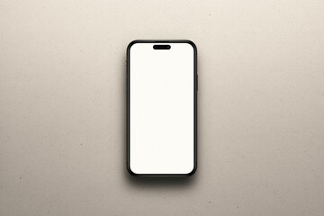 Overhead minimalist smartphone mockup on neutral textured background