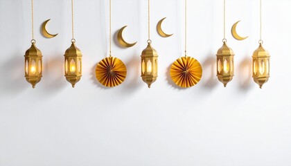 Golden lanterns and crescent moons hanging decor