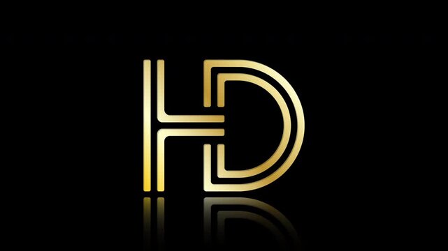 Stylized lowercase H and D with reflections, connected by a single line. Idea for a logo, emblem, or creative design	