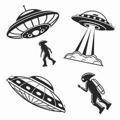 Collection of stylized ufo illustrations ©  MST RABEYA  BEGUM