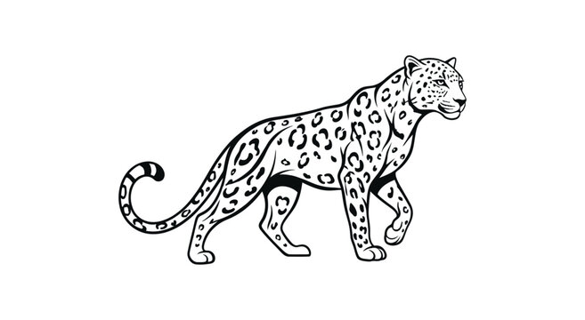 Leopard Line Art Vector Illustration