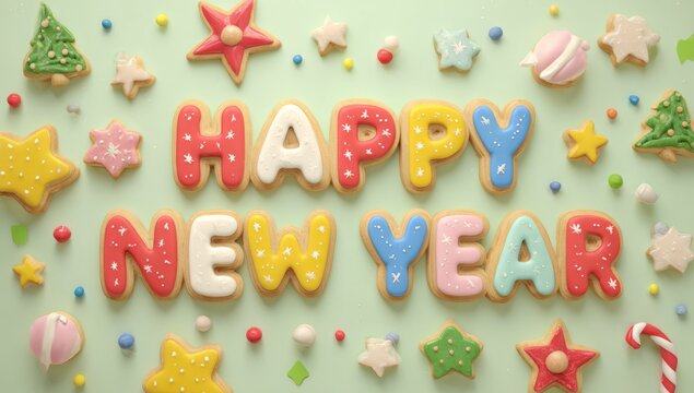 A colorful cartoon illustration of a fun happy birthday cake with candles and a set of alphabet letters and numbers in a vector design for education and play - Powered by Adobe