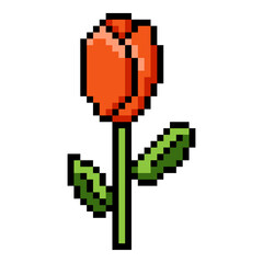 Obraz premium Vector Pixel Art Icon of Orange Tulip