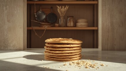 Egyptian Aish Baladi bread crafted from wheat flour, yeast, salt, and water, used as a staple carbohydrate source