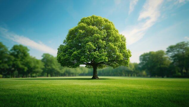 Lush green grass with a tall leafy tree in an open landscape, ideal for background or editorial header use