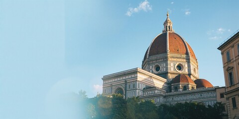Fototapeta premium View of the Florence Cathedral illuminated by gentle sunlight, highlighting historic architecture, World Heritage Day