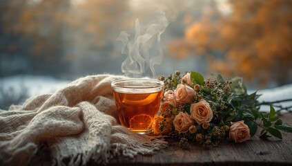 Warm beverage with lemon and wild rose, highlighting herbal support for respiratory health, National Herbal Medicine Day
