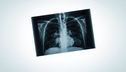 Lung infection visible on chest x ray, serving as educational material for medical training