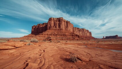 Colorful rock layers in the Colorado Plateau highlighting erosion features, landscape setting