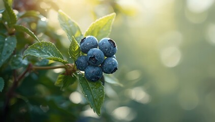 Blueberry plant with ripe berries in their natural setting, highlighting fruit maturity and cultivation