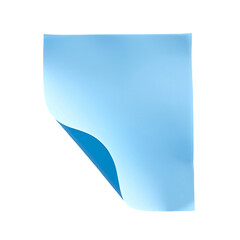 Blue adhesive note pad with lifted corner detail