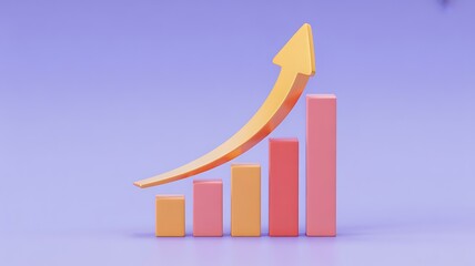 business graph with arrow on white background