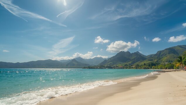 Sunlit Labadee beach with gentle waves and vibrant shoreline, emphasizing leisure and travel appeal, World Tourism Day