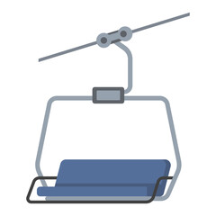 Ski Lift Chair on Cable Flat Illustration