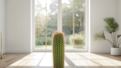 Room featuring a cactus as part of indoor decor, emphasizing plant maintenance for improved air quality, relevant to World Environment Day