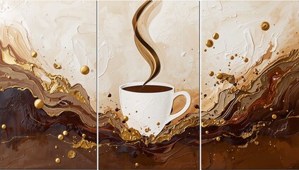 Abstract Coffee Aroma Triptych