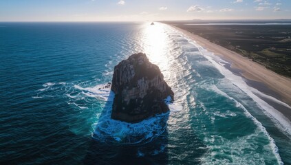 Fototapeta premium Winter scene of Wyadup Rocks, showing coastal erosion and weathering, landscape conservation, seasonal shift, Earth Day