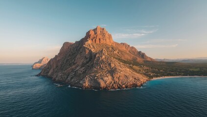 Majestic red cliffs along the Mediterranean coastline during summer, highlighting natural erosion processes