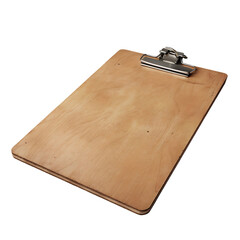 Brown wooden MDF clipboard with silver metal clamp
